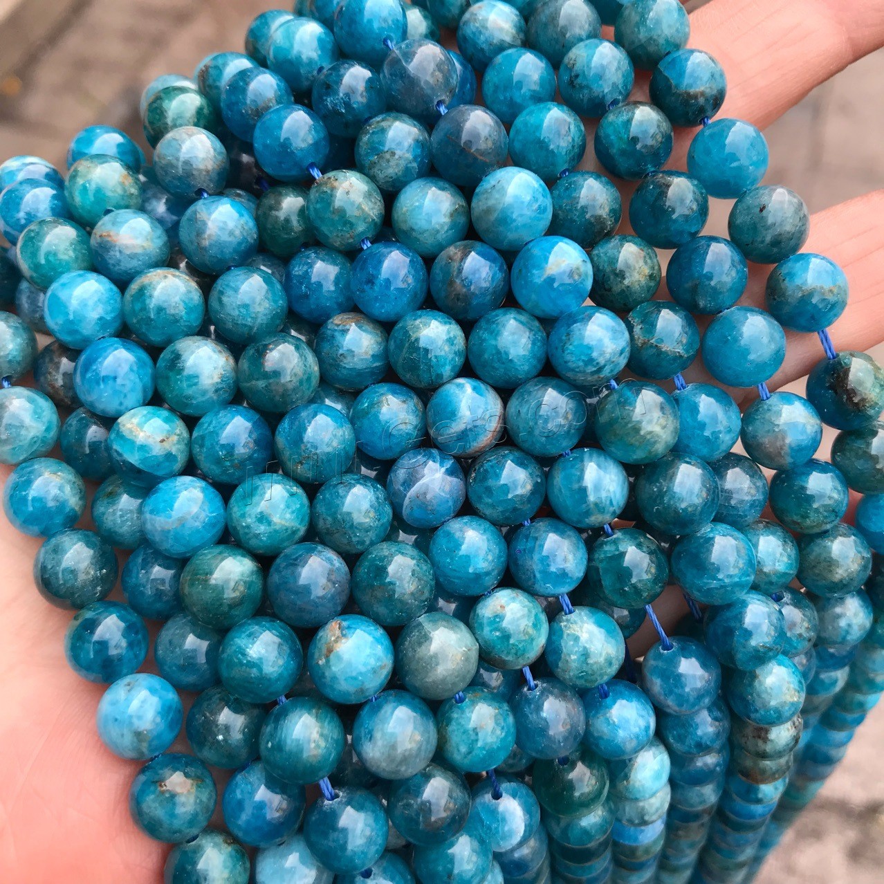 Apatite perles nature, Apatites, Rond, poli, normes différentes pour le choix, bleu, Vendu par brin