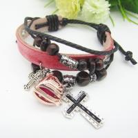 Enamel Zinc Alloy Bracelets, with PU Leather, plated, vintage & for woman Approx 7.5 Inch 
