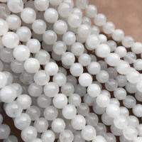 weiße Jade Perle, rund, poliert, verschiedene Größen vorhanden, weiß, Bohrung:ca. 1mm, verkauft von Strang