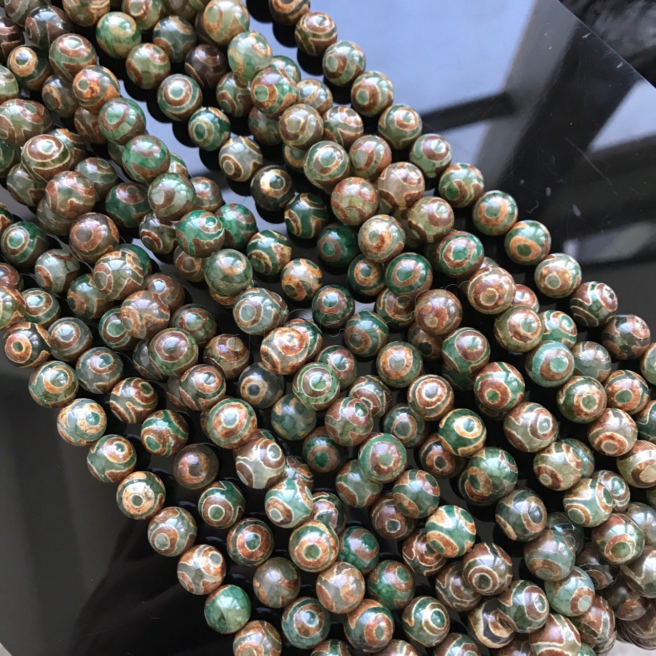 Achat Perlen, rund, poliert, verschiedene Größen vorhanden, Bohrung:ca. 1mm, verkauft von Strang