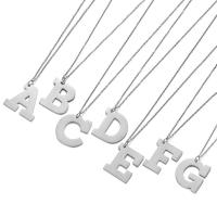 Stainless Steel Jewelry Necklace, with 5cm extender chain, Alphabet Letter, platinum color plated, oval chain & for woman Approx 17.72 Inch 