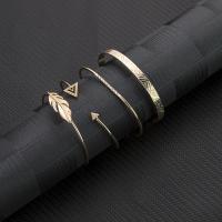 Zinc Alloy Cuff Bangle, gold color plated, 4 pieces & for woman, golden 