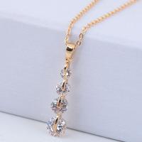 Brass Cubic Zirconia Necklace, with Cubic Zirconia, plated, for woman 420*33*7mm 