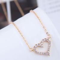 Brass Cubic Zirconia Necklace, with Cubic Zirconia, Heart, plated, for woman 420*16mm 