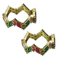Кубическое цирконовое латунное кольцо, Латунь, плакированный настоящим золотом, Женский & с кубическим цирконием, 8.5mm, размер:7, продается PC