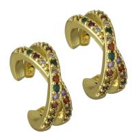 Brass Earring Clip, real gold plated, micro pave cubic zirconia & for woman Approx 