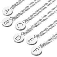 Stainless Steel Jewelry Necklace, with 5cm extender chain, Alphabet Letter, platinum color plated, oval chain & for woman Approx 15.75 Inch 