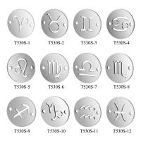Stainless Steel Charm Connector, 12 Signs of the Zodiac, platinum color plated & 1/1 loop 