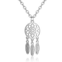 Stainless Steel Jewelry Necklace, with 5cm extender chain, Dream Catcher, platinum color plated, oval chain & for woman Approx 15.75 Inch 