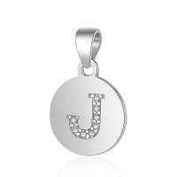 Cubic Zirconia Micro Pave Sterling Silver Pendant, Brass, silver color plated & micro pave cubic zirconia 