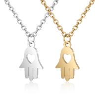 Stainless Steel Jewelry Necklace, with 5cm extender chain, Hamsa, plated, oval chain & for woman Approx 15.75 Inch 