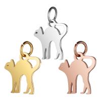 Stainless Steel Animal Pendants, Cat, plated, fashion jewelry Approx 5mm 