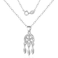 純銀製の宝石類のネックレス, 銅, ドリームキャッチャー, シルバーメッキ, 楕円形の鎖 & 女性用 & ライン石のある 長さ:約 15.75 インチ, 売り手 ストランド