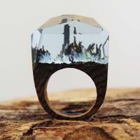Harz Finger Ring, Holz, mit Harz, Geometrisches Muster, Modeschmuck & für Frau, keine, verkauft von PC