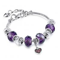 Zinc Alloy European Bracelets, with Crystal & Brass, Heart, plated, for woman 180mm 