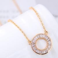 Brass Cubic Zirconia Necklace, with Cubic Zirconia, Donut, plated, for woman 420*16mm 