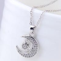 Brass Cubic Zirconia Necklace, with Cubic Zirconia, plated, for woman 420*22*13mm 
