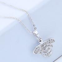 Brass Cubic Zirconia Necklace, with Cubic Zirconia, Bee, plated, for woman 420*18*12mm 