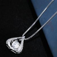 Brass Cubic Zirconia Necklace, with Cubic Zirconia, plated, for woman, silver color, 400*16*14mm 