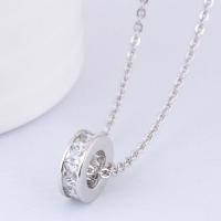 Brass Cubic Zirconia Necklace, with Cubic Zirconia, plated, for woman 420*12*6mm 