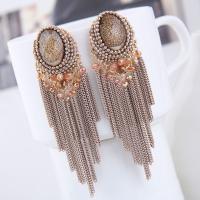 Fashion Fringe Earrings, Brass, with Crystal, stainless steel post pin, plated, for woman 85*24mm 