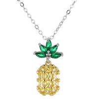 Brass Cubic Zirconia Necklace, with Cubic Zirconia, Pineapple, plated, fashion jewelry & for woman, silver color, 400*27*11mm 