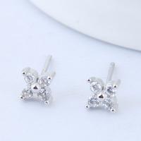 Cubic Zircon Brass Earring, with Cubic Zirconia, stainless steel post pin, plated, for woman 5mm 
