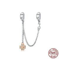 925 Sterling Silver Bracelet Findings, Four Leaf Clover, real silver plated, micro pave cubic zirconia 0c5.7cm 