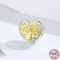 Sterling Silver Beads, 925 Sterling Silver, Heart, real silver plated, fashion jewelry & DIY 