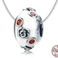 Sterling Silver Beads, 925 Sterling Silver, with Lampwork, real silver plated, DIY 