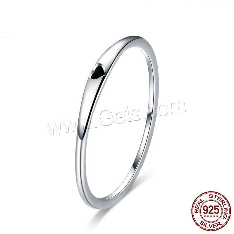 Sterling Silver Finger Ring, 925 Sterling Silver, real silver plated, Unisex & different size for choice & enamel, 2mmuff0c1mm, US Ring Size:5-10, Sold By PC