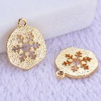 Brass Jewelry Pendants, Snowflake, real gold plated, for woman, 11mm 