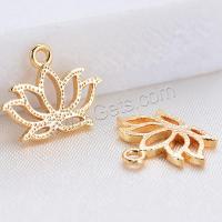 Brass Flower Pendants, real gold plated, for woman 