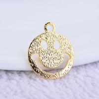 Brass Jewelry Pendants, Smiling Face, real gold plated, for woman 