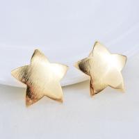 Brass Earring Drop Component, Star, real gold plated, brushed & for woman 