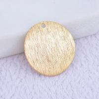 Brass Jewelry Pendants, Round, real gold plated, brushed & for woman, 18mm 