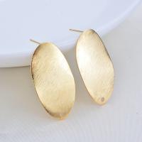 Brass Earring Drop Component, real gold plated, brushed & for woman 