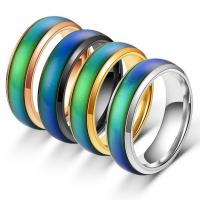 Stainless Steel Finger Ring, Round, Unisex & change their color according to the temperature 