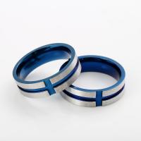 Stainless Steel Finger Ring, Round, Unisex blue 