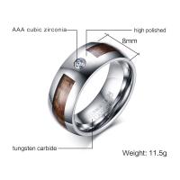 Men Tungsten Steel Ring in Bulk, fashion jewelry & for man & with cubic zirconia, original color, 8mm 