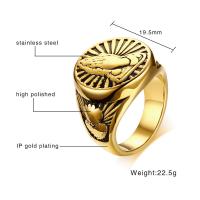 Titanium Steel Finger Ring, gold color plated, fashion jewelry & for man, 19.5mm, US Ring 