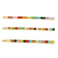 Hair Slide, Zinc Alloy, three pieces & fashion jewelry & for woman & with rhinestone, multi-colored 