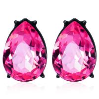 Zinc Alloy Stud Earring, with Glass, for woman & with rhinestone 16mm 