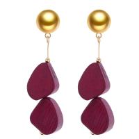 Brass Drop Earring, with Wood, for woman 