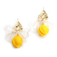 Zink Legierung Tropfen Ohrring, Zinklegierung, mit Acryl, für Frau, gelb, 63mm, verkauft von Paar