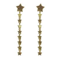 Cubic Zirconia Micro Pave Brass Earring, Star, real gold plated, micro pave cubic zirconia & for woman 71mm 