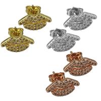 Brass Stud Earring, Lip, plated, micro pave cubic zirconia & for woman 