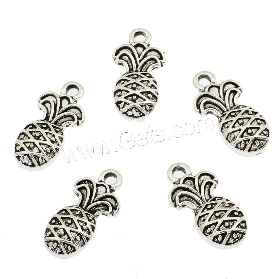 Zinc Alloy Fruit Shape Pendants, Pineapple, plated, more colors for choice, 10x20x4mm, Hole:Approx 2mm, Sold By PC