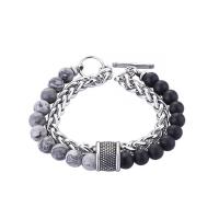 Gemstone Bracelets, Stainless Steel, with Gemstone & for man, 7mm, 8mm Approx 8.2 Inch 