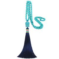 Fashion Sweater Chain Necklace, turquoise, with Cotton Thread, Buddha, for woman, 20mm, 150mm Approx 34.6 Inch 